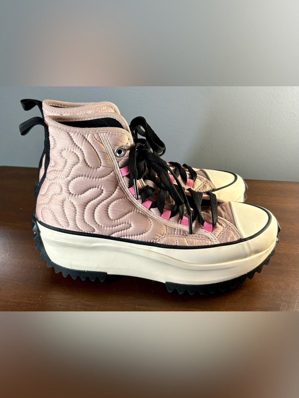 Converse Run Star Hike Platform Quilted High Top - Pink Sage (Womens) Size 7.5 - Picture 2 of 7